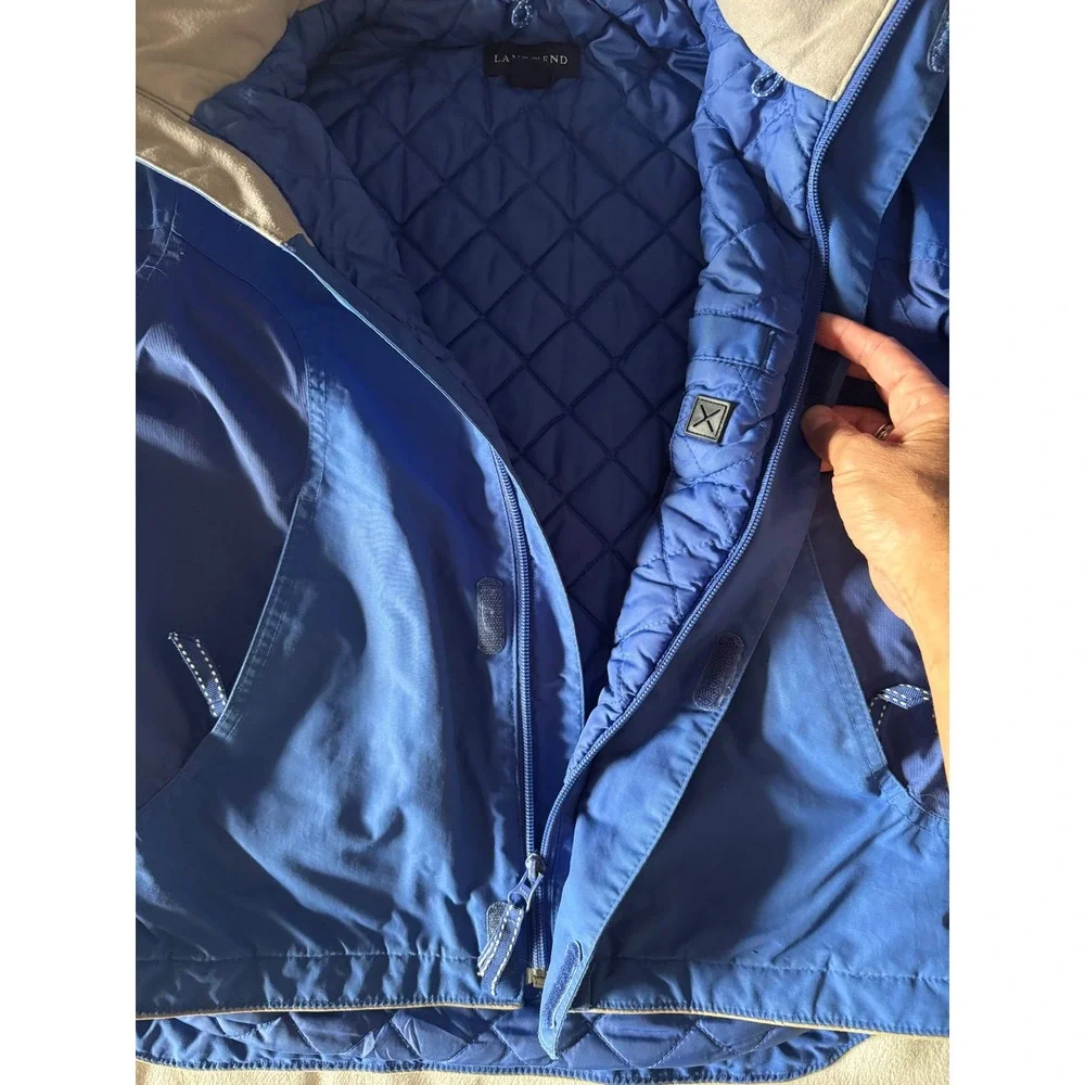 Lands End Kids Blue Squall Hooded Winter Jacket Size L 6X-7 RN 62830